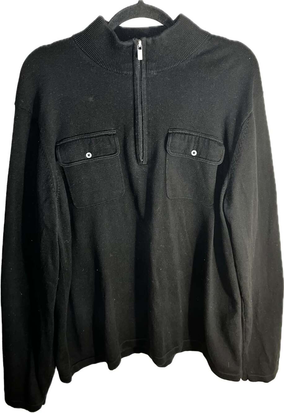 Michael Michael Kors 1/4 Zip Sweater Size XL Black Cotton